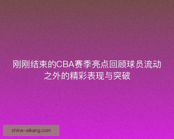 刚刚结束的CBA赛季亮点回顾球员流动之外的精彩表现与突破