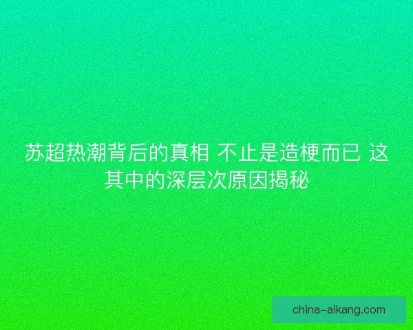 苏超热潮背后的真相 不止是造梗而已 这其中的深层次原因揭秘 苏超热潮背后的真相 不止是造梗而已 这其中的深层次原因揭秘